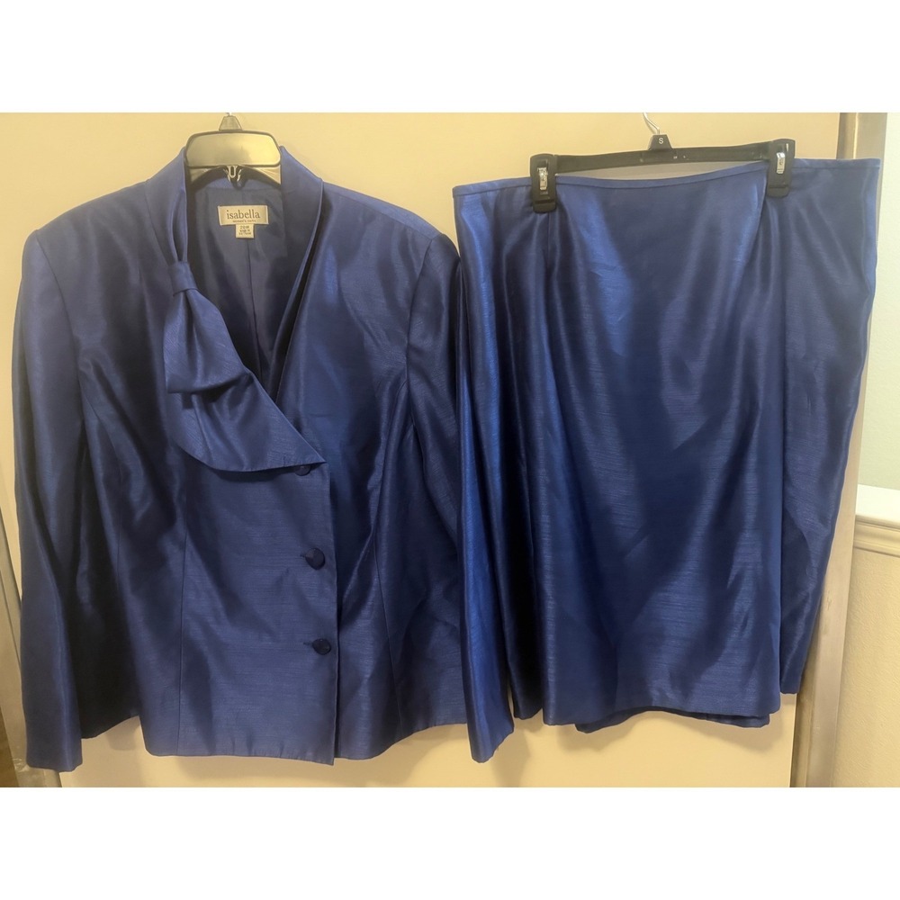 Isabella  Satin Two-Piece Skirt Set in Royal Blue